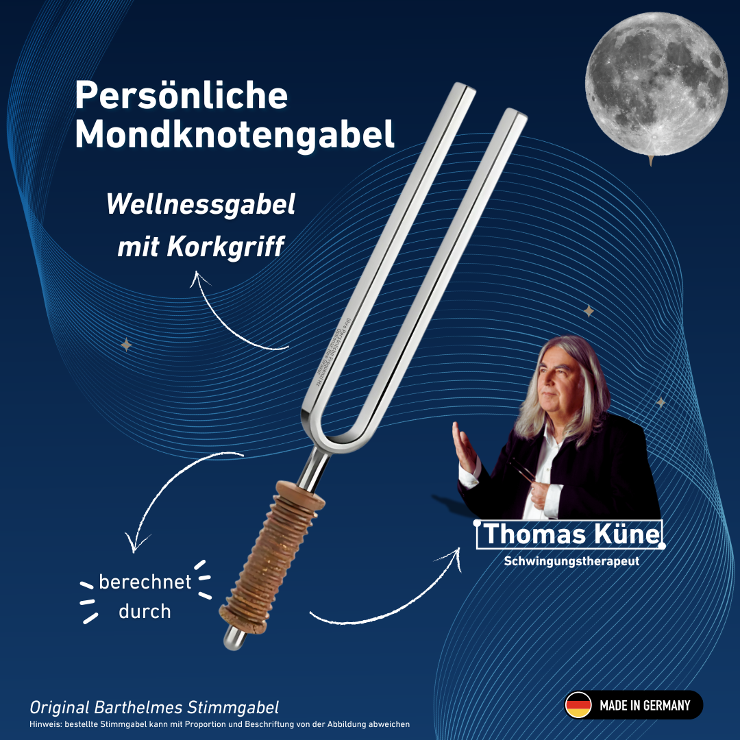 Fourchette à nœud lunaire personnelle avec manche en liège par Thomas Künne | KO/7-MKG-K