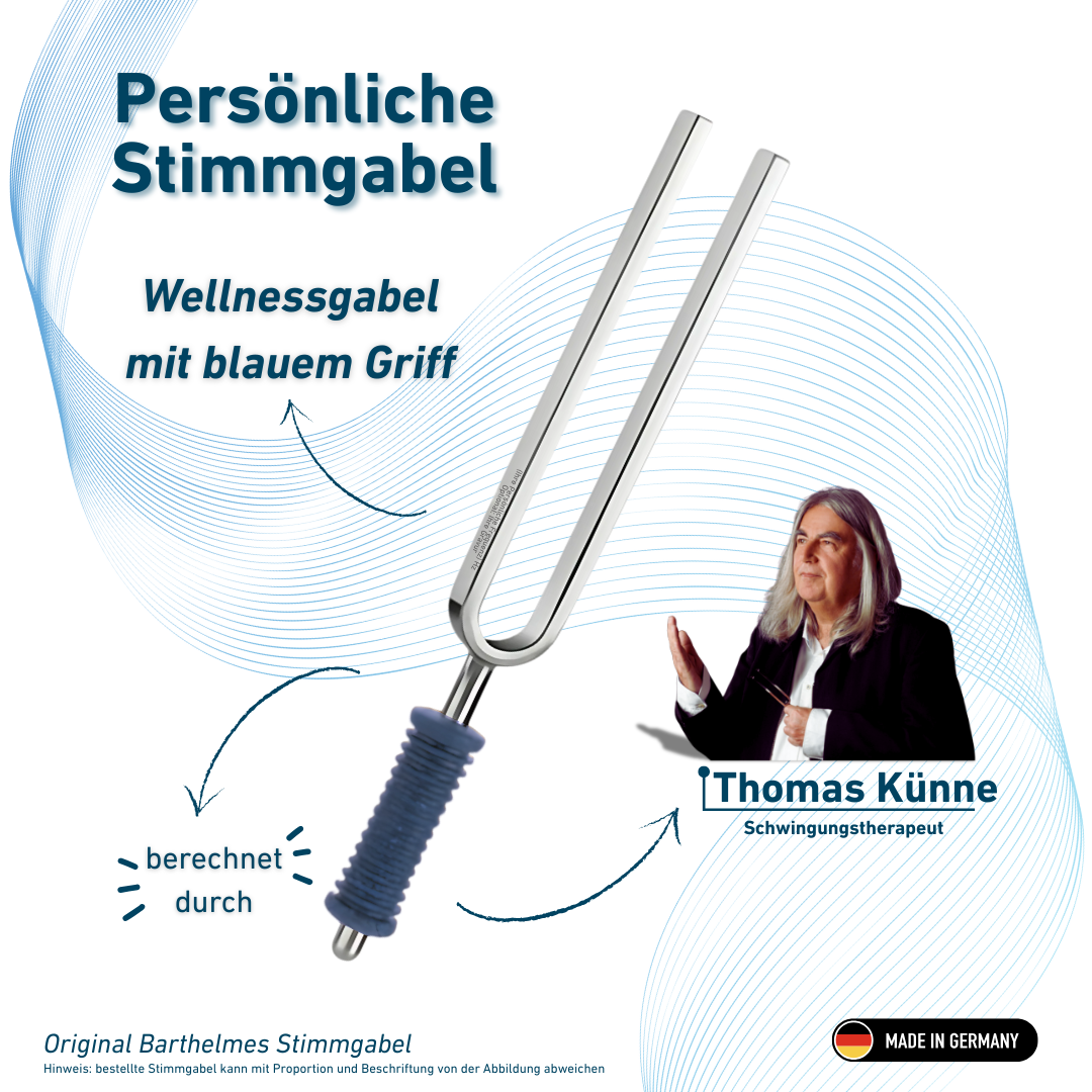Persönliche Stimmgabel Wellness mit blauem Griff nach Thomas Künne | KO/7-PSG-BG