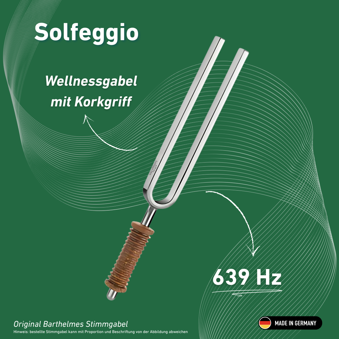 Diapason Solfeggio Wellness avec manche en liège, 639 Hz | Réf. 220182