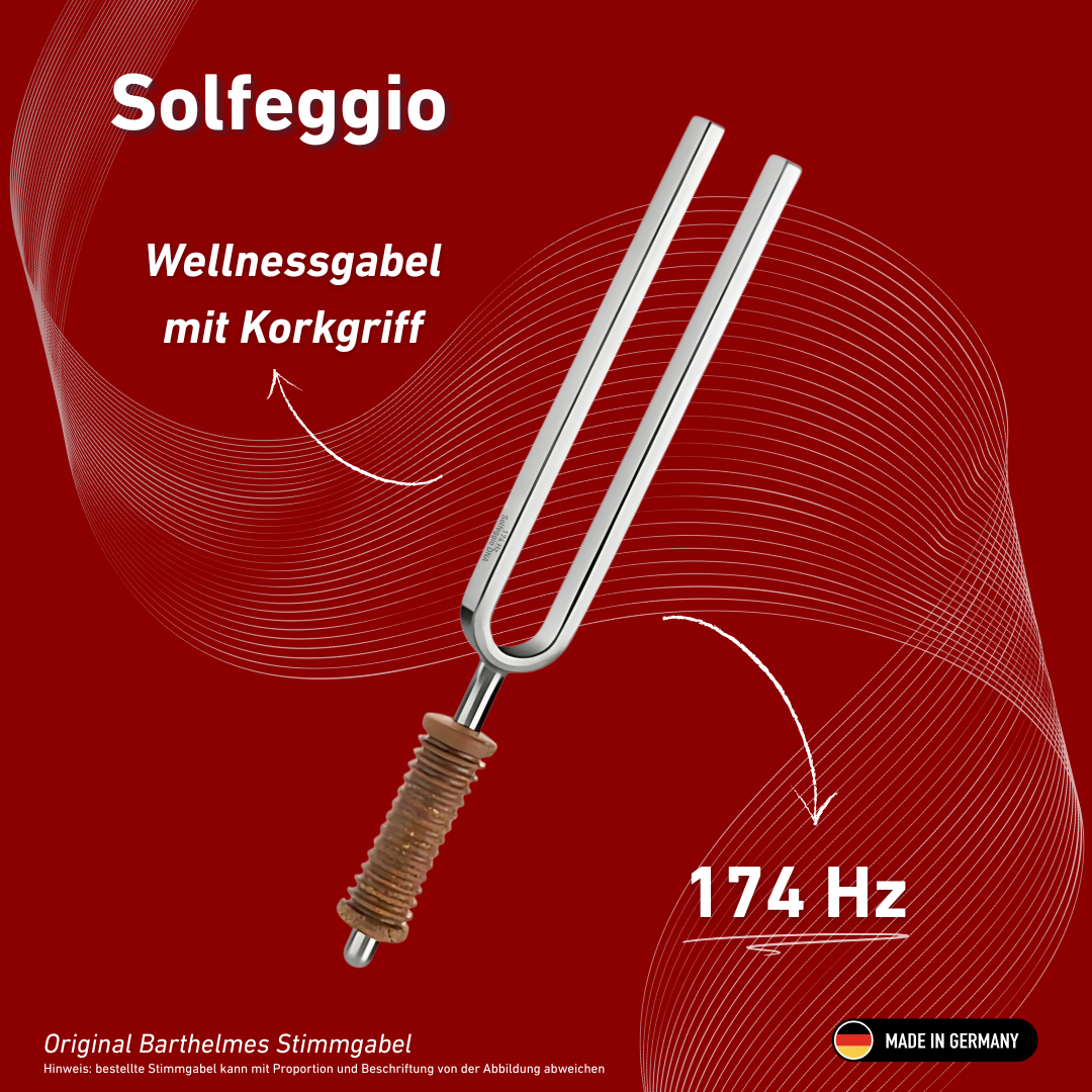 Diapason Solfeggio Wellness avec manche en liège, 174 Hz | Réf. 220165
