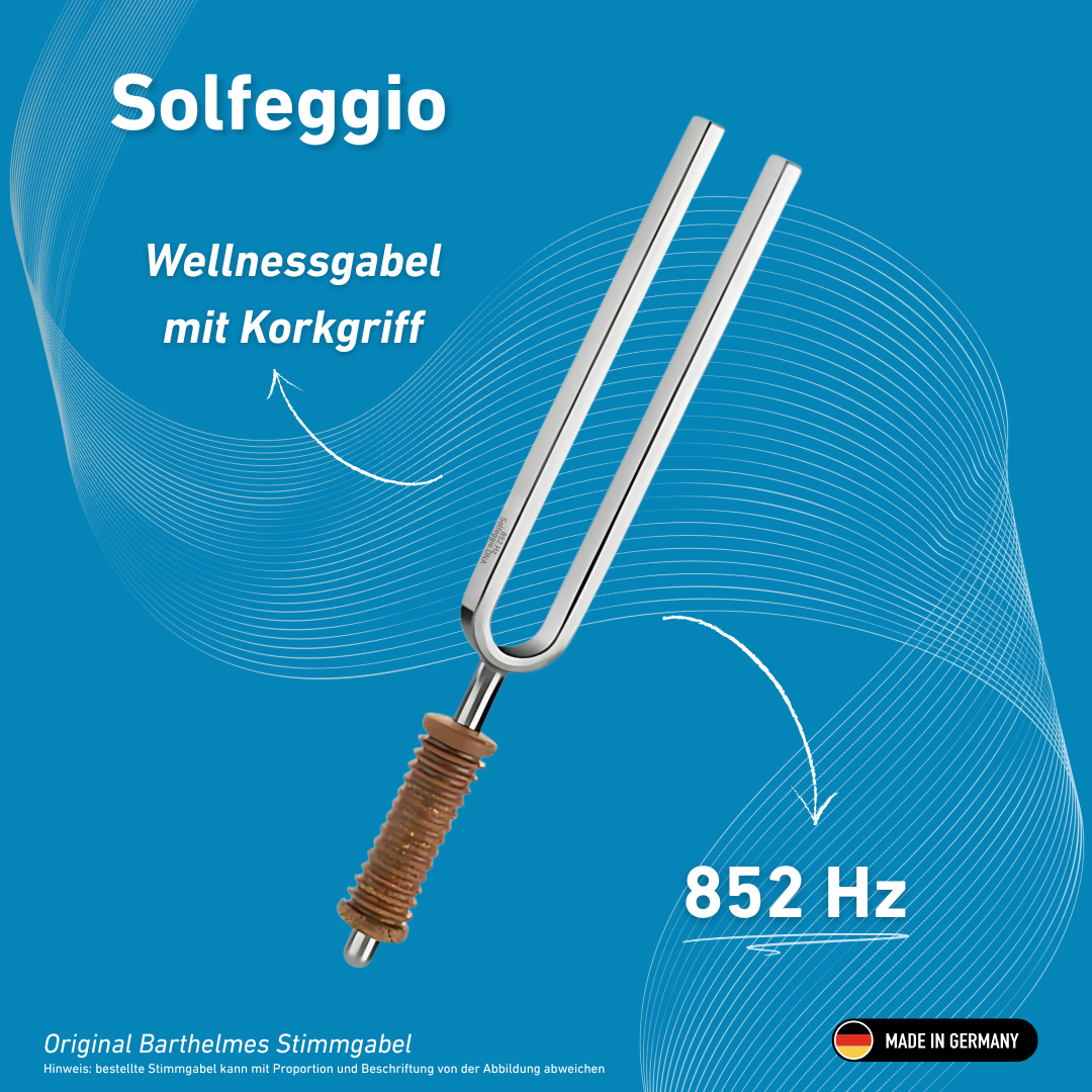 Diapason Solfeggio Wellness avec manche en liège, 852 Hz | Réf. 220185