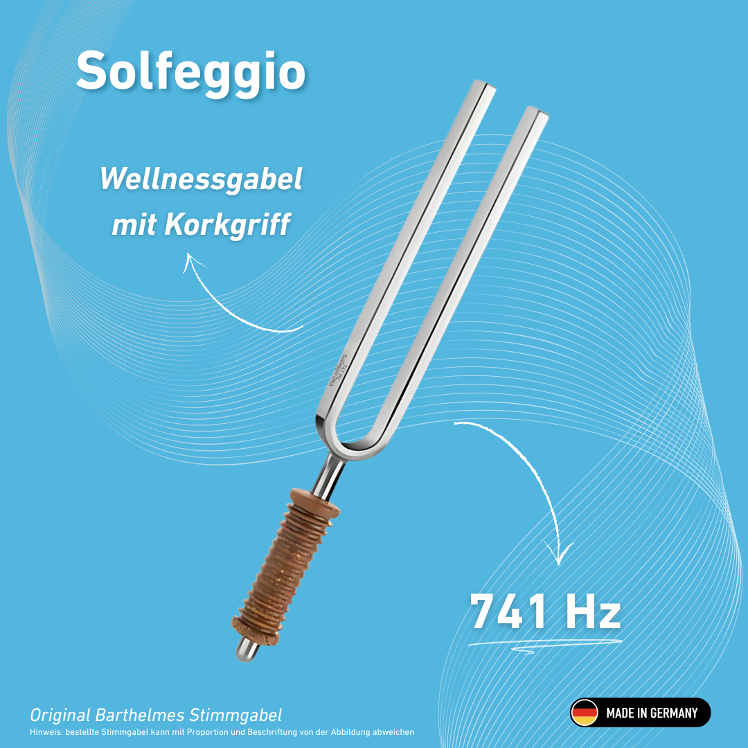 Diapason Solfeggio Wellness avec manche en liège, 741 Hz | Réf. 220184