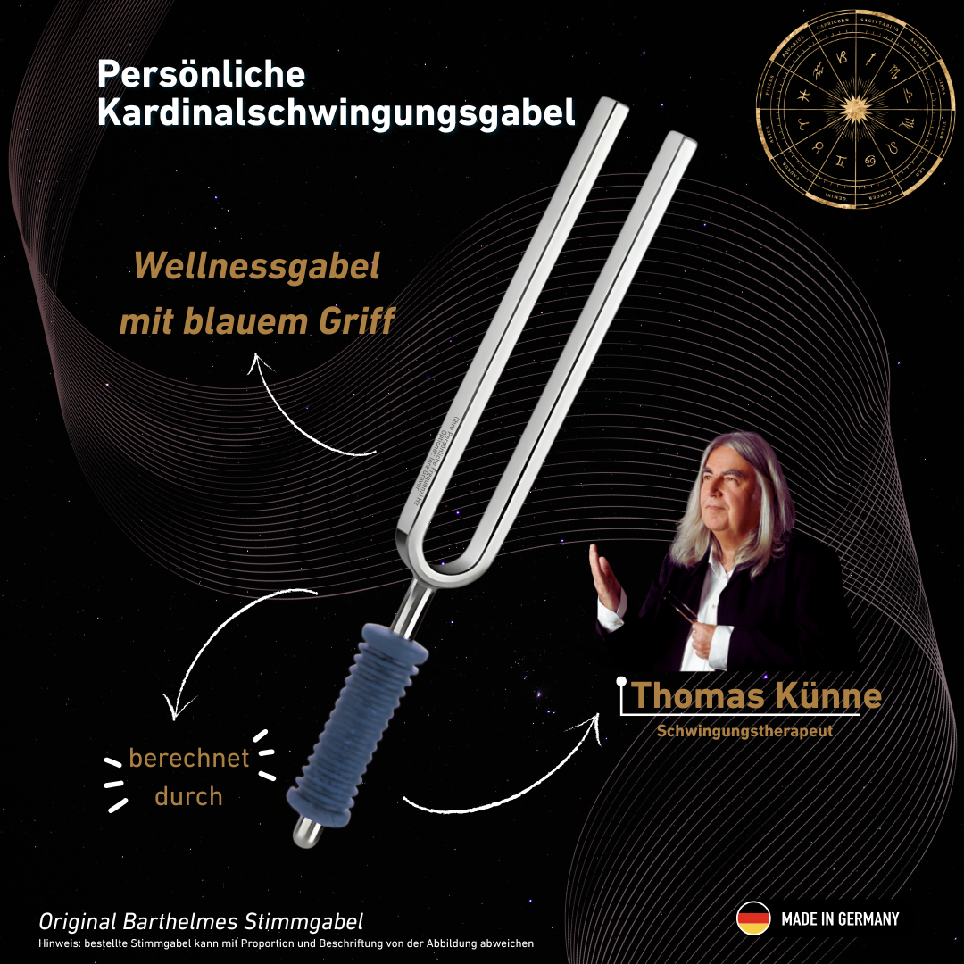 Persönliche Kardinalschwingungsgabel Wellness mit blauem Griff nach Thomas Künne | KO/7-KSG-BG