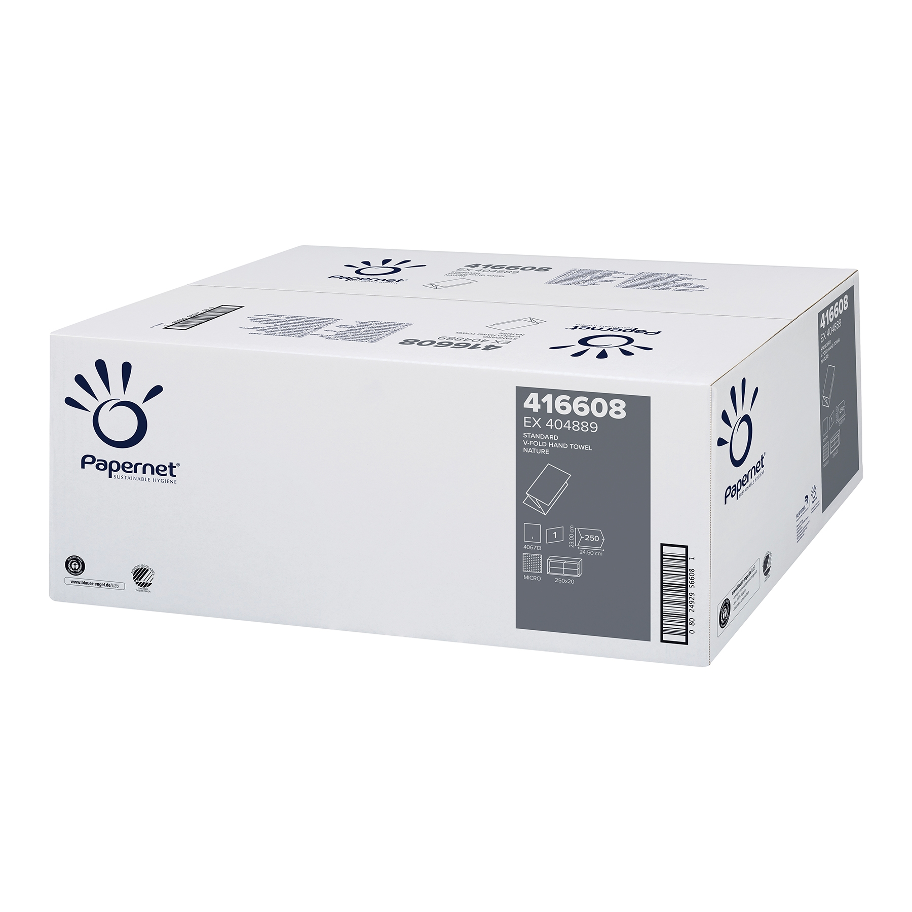 Papernet V-Fold Folded Towels COD. 416608, 1-ply, V-fold, 24.5 x 23 cm, natural 5000 sheets