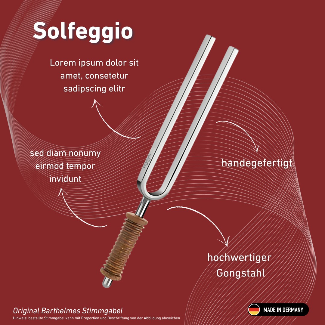 Diapason Solfeggio Wellness avec manche en liège, 396 Hz | Réf. 220169