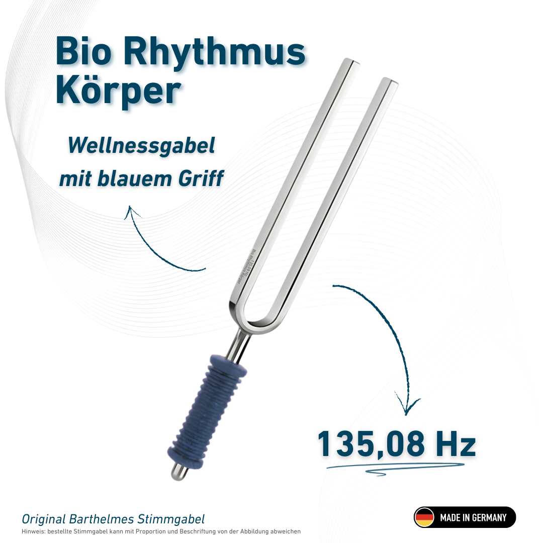 Diapason Barthelmes Bio Rhythm Body Wellness original avec manche bleu 135,08 Hz | Réf. 220117