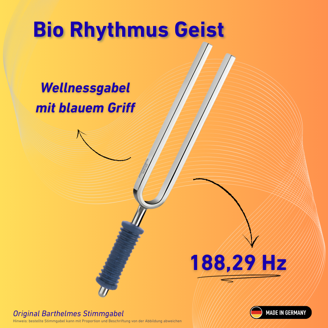 Diapason Barthelmes Bio Rhythm Mind Wellness original avec manche bleu 188,29 Hz | Réf. 220133