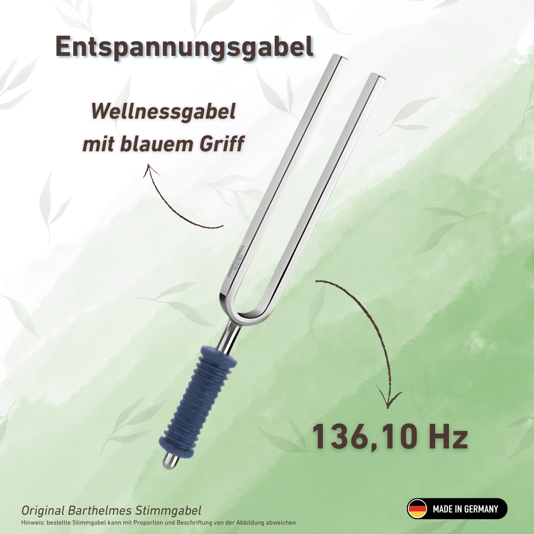 Entspannungsgabel (Relax) Wellness mit blauem Griff 136,10 Hz | Art.-Nr. KO 136-Relax/7- KB