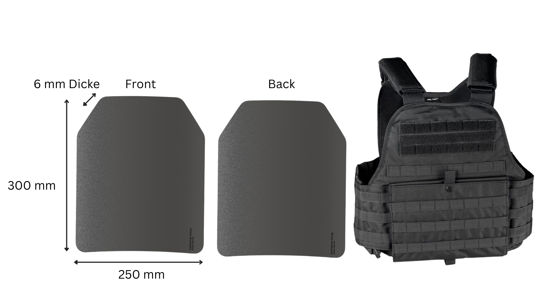 BG Tactical protective vest with 2 steel plates 6 mm made of ProtectionSteel BPS500
