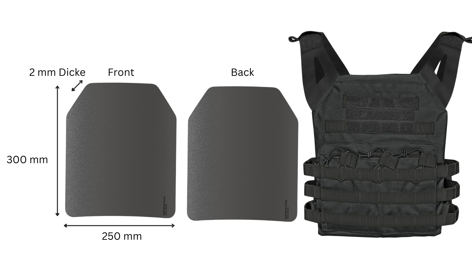 BG protective vest lightweight with 2 steel plates 2 mm made of ProtectionSteel BPS500
