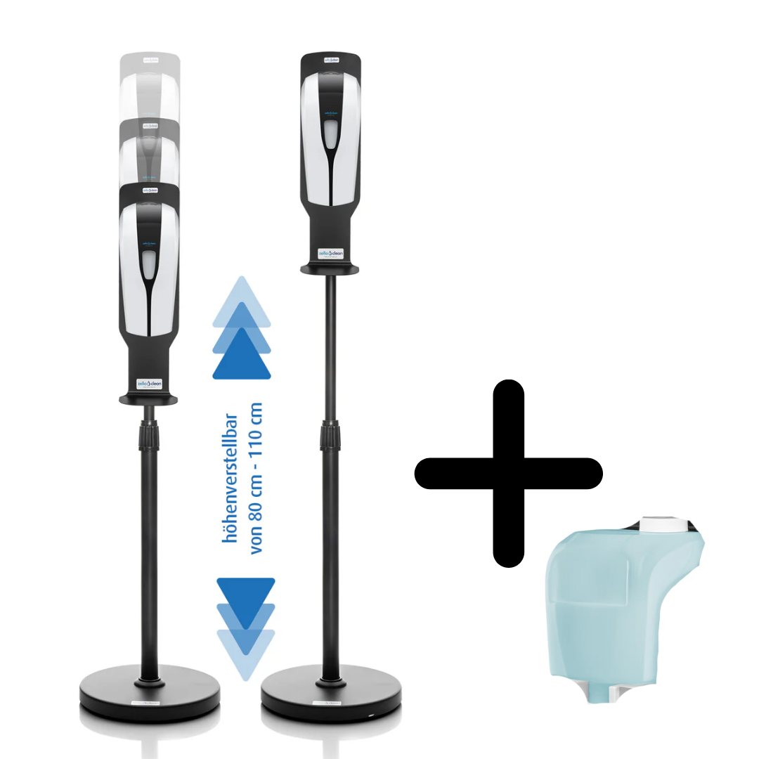 Sensor Desinfektionsstation Rundständer schwarz + Nachfüllbehälter DS1