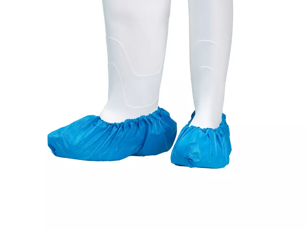 Surchaussures jetables en PE, extra résistantes, couvre-chaussures 100 pièces bleu