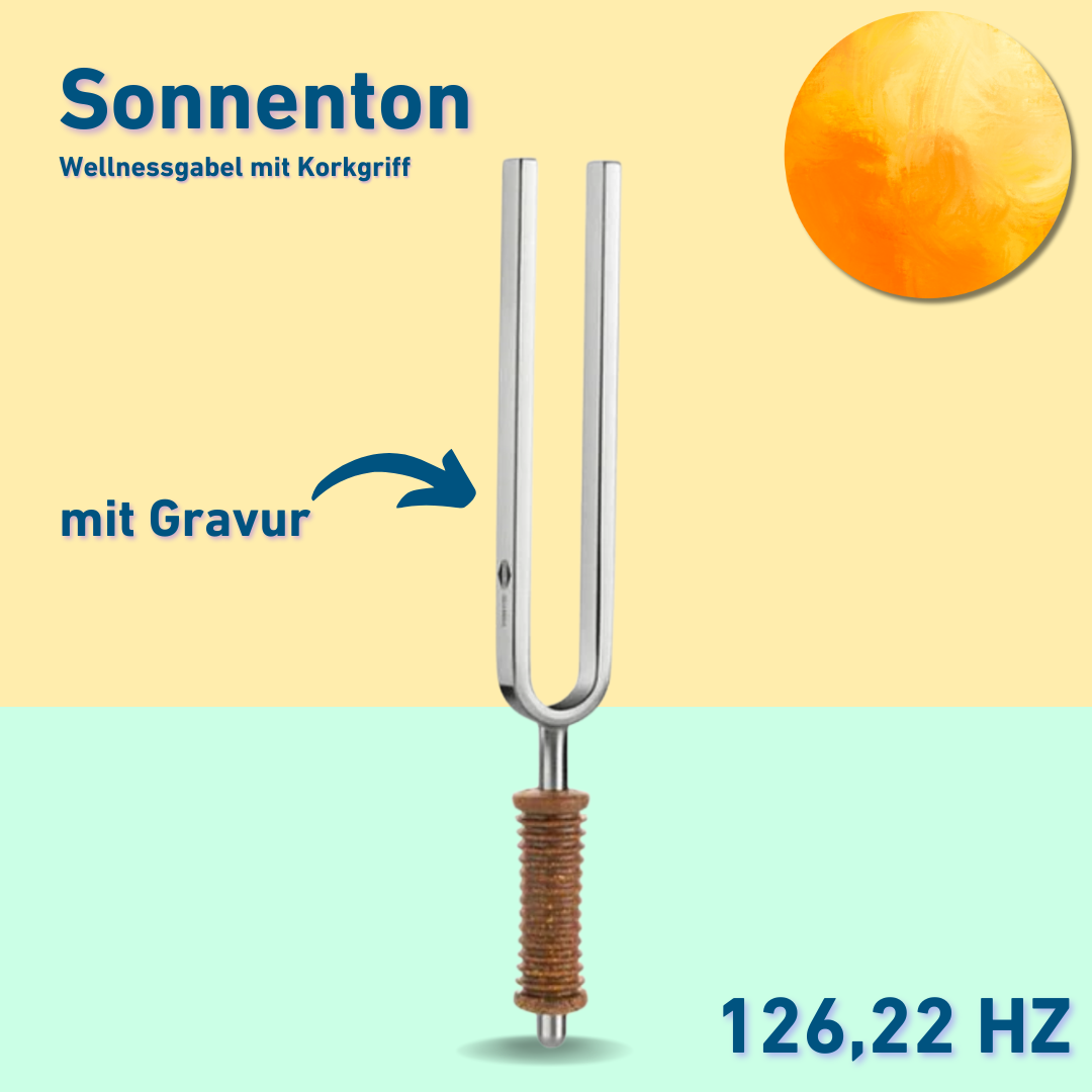 Engraving: Tuning fork Sonnenton Wellness with cork handle 126.22 Hz | Item No. 220009+engraving