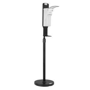 Station de désinfection manuelle sur pied rond noir