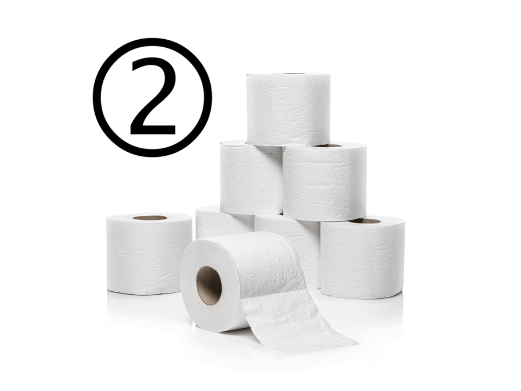 Papier toilette, 2 plis, marque maison, 64 rouleaux