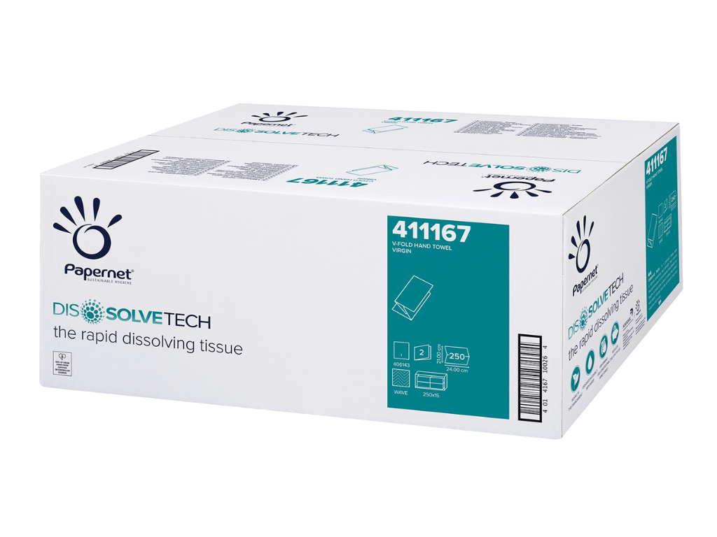 Essuie-tout, deux épaisseurs, plié en V, Dissolve Tech
