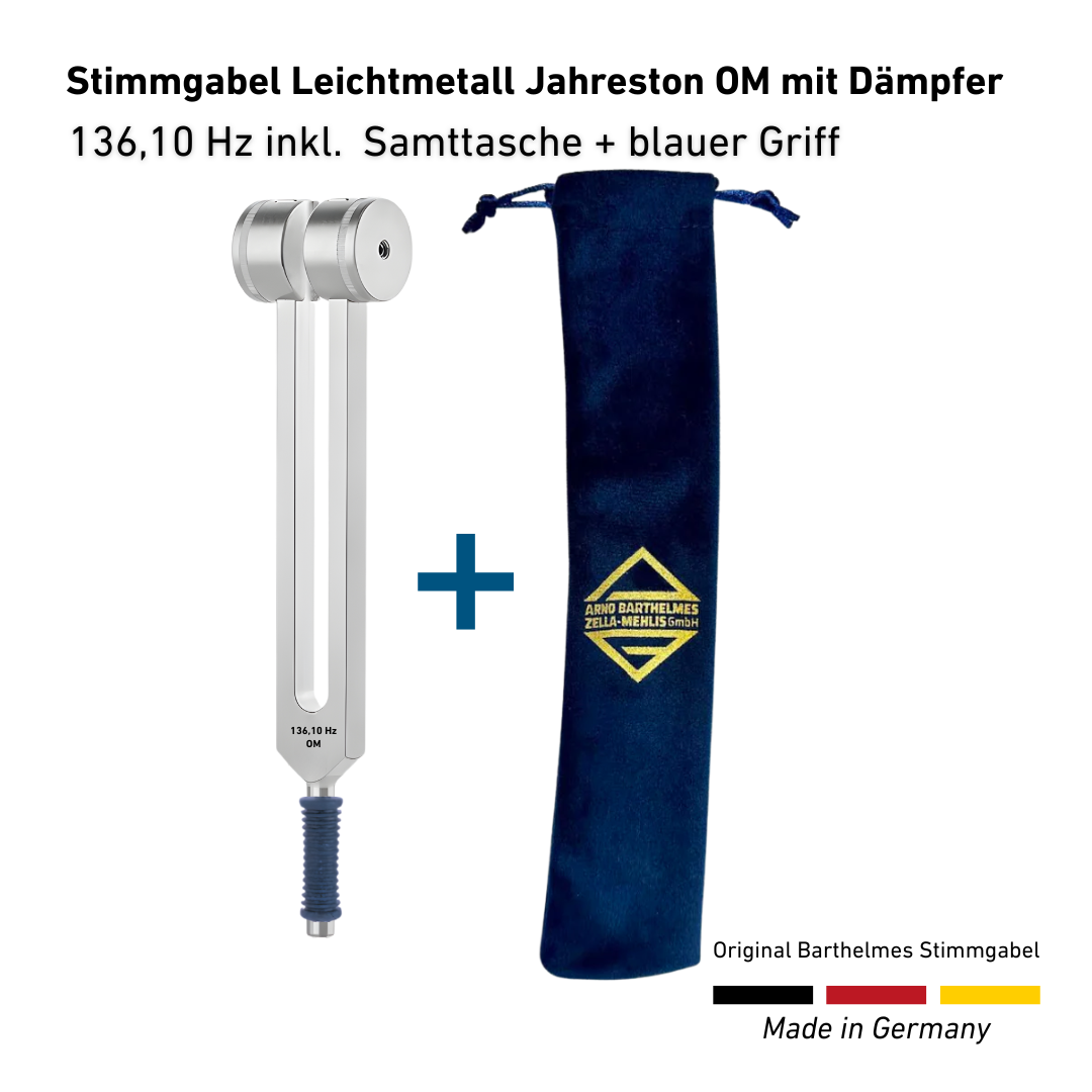 Stimmgabel Leichtmetall Jahreston OM mit Dämpfer 136,10 Hz inkl. Samttasche