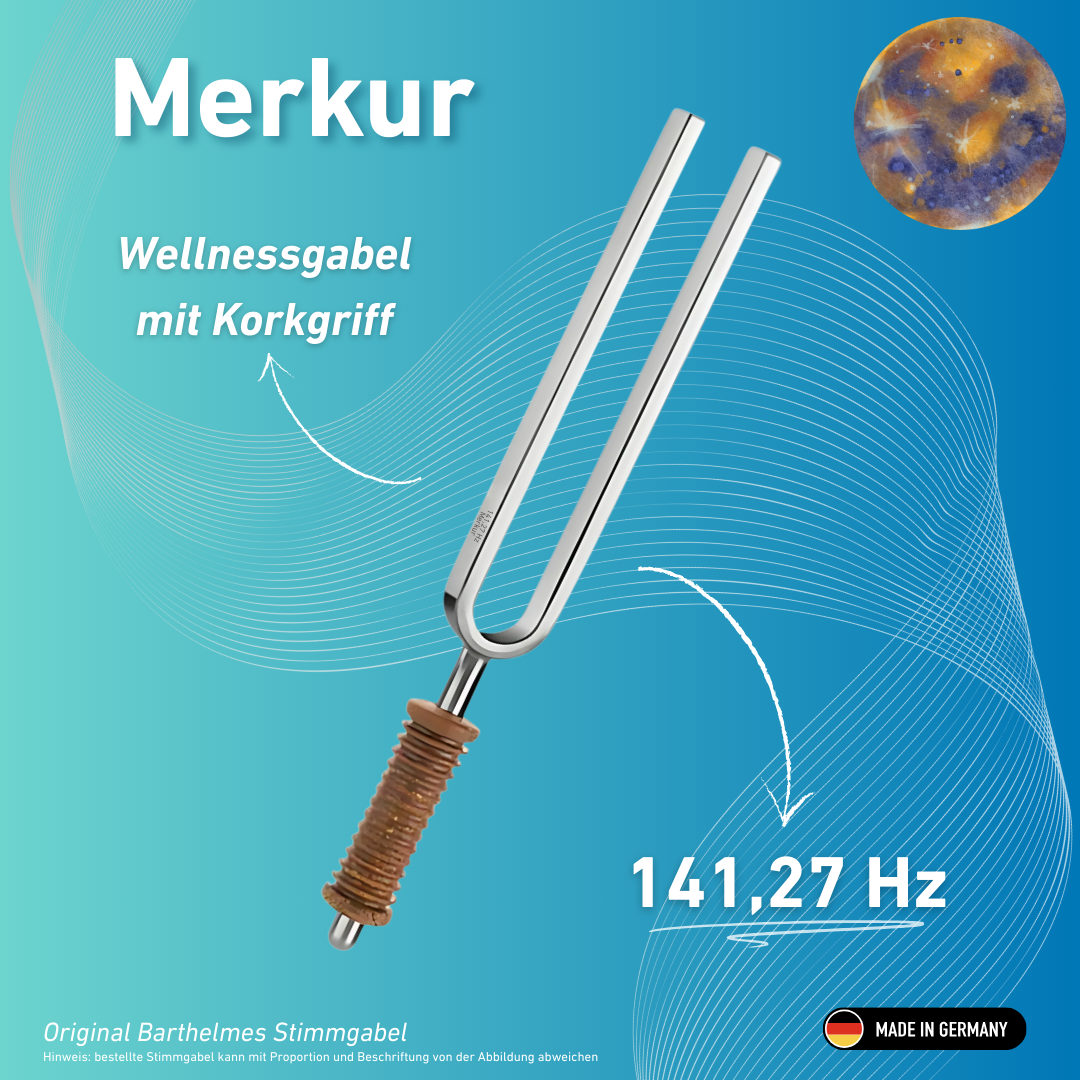 Diapason Merkur Wellness avec manche en liège, 141,27 Hz | Réf. 220019