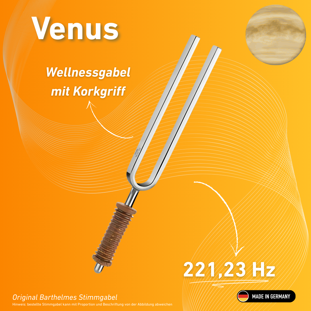 Diapason Venus Wellness avec manche en liège 221,23 Hz | Réf. 220058