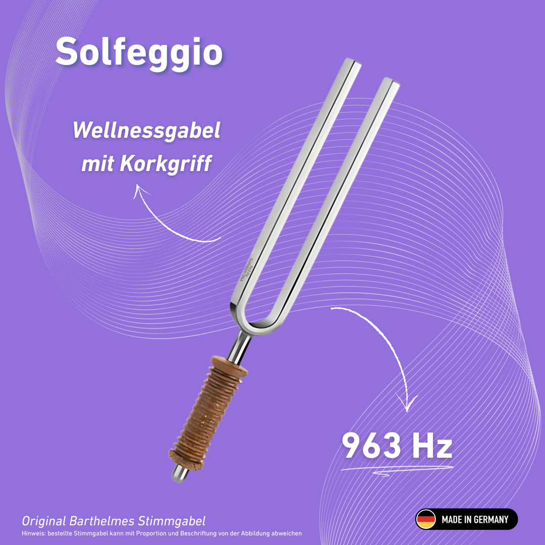 Stimmgabel Solfeggio Wellness mit Korkgriff 963 HZ | Art.-Nr. 220187