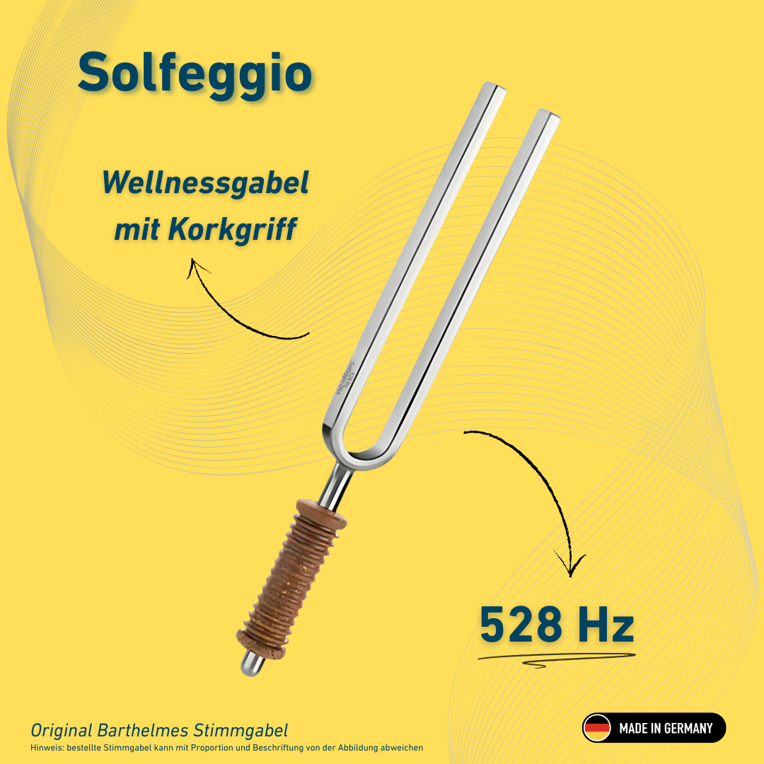 Stimmgabel Solfeggio Wellness mit Korkgriff 528 HZ  | Art.-Nr. 220172