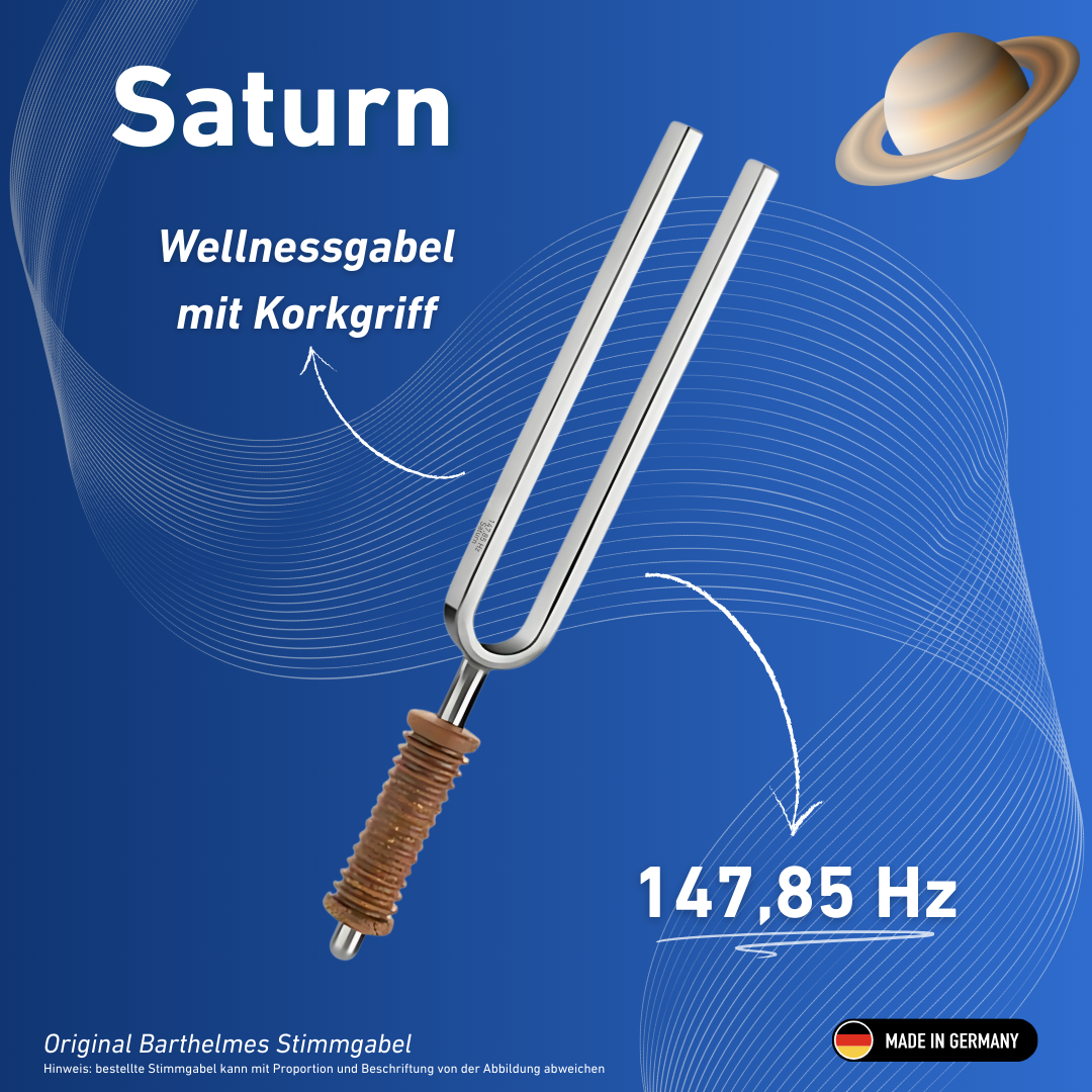 Diapason Saturn Wellness avec manche en liège 147,85 Hz | Réf. 220023