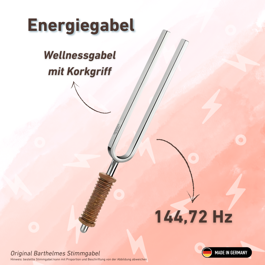 Fourchette énergétique bien-être avec manche en liège 144,72 Hz | Référence KO 144-Energie/7-K