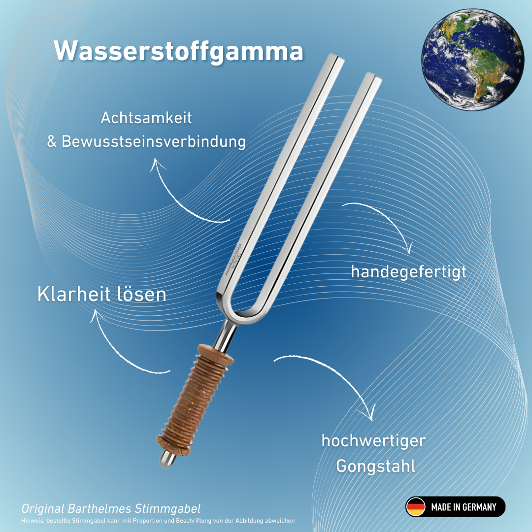 Diapason Hydrogen Gamma Wellness avec manche en liège 157,04 Hz | Réf. 220029