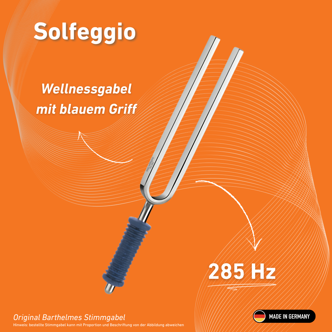 Original Stimmgabel Solfeggio Wellness mit blauem Griff 285 Hz | Art.-Nr. 220157