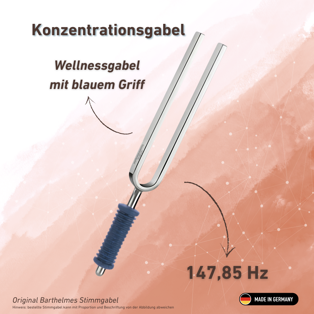 Fourchette de concentration (Focus) Wellness avec manche bleu 147,85 Hz | Référence KO 147-Konzentration/7-KB