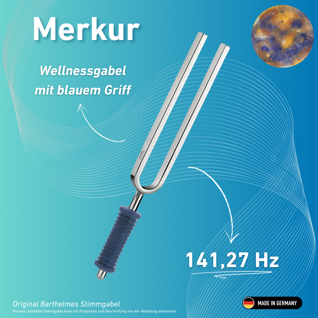 Diapason Barthelmes Merkur Wellness original avec manche bleu, 141,27 Hz | Réf. 220120