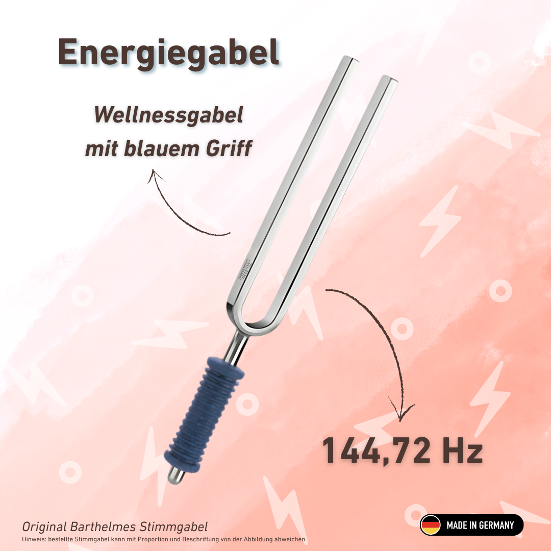 Fourchette énergétique Wellness originale avec manche bleu 144,72 Hz | Référence KO 144-Energie/7-KB