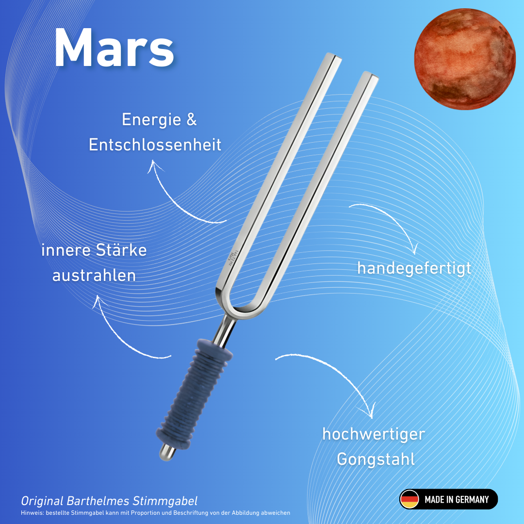 Diapason Barthelmes original, modèle Wellness, avec manche bleu, Mars 144,72 Hz | Réf. 220121