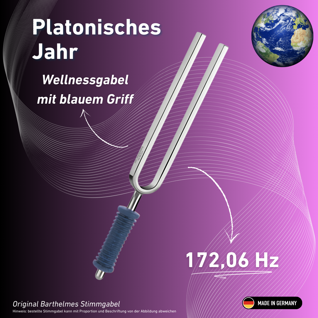 Diapason Barthelmes original « Année Platonique Bien-être » avec manche bleu 172,06 Hz | Réf. 220129