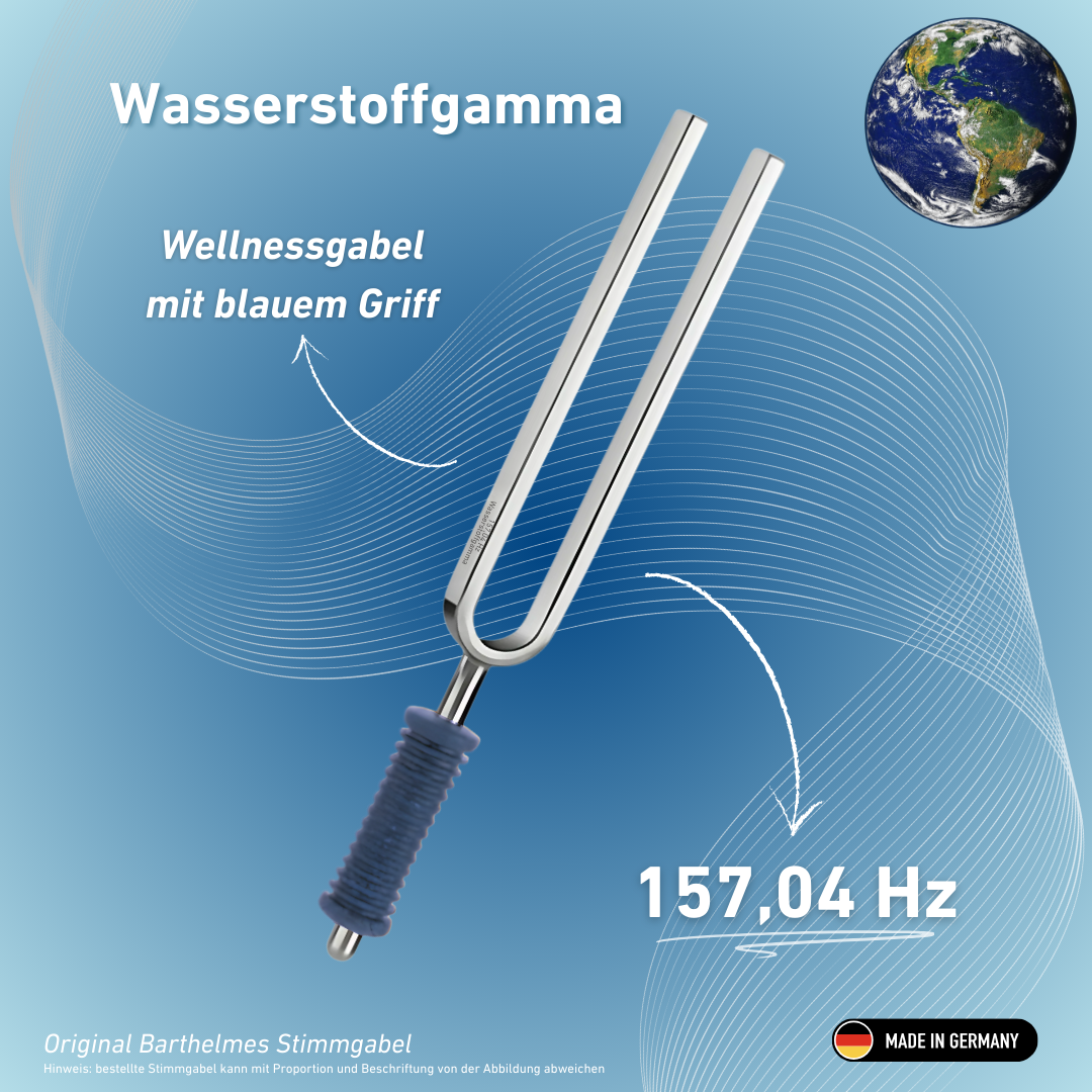 Original Barthelmes Hydrogen Gamma Wellness Tuning Fork with Blue Handle, 157.04 Hz | Item No. 220125
