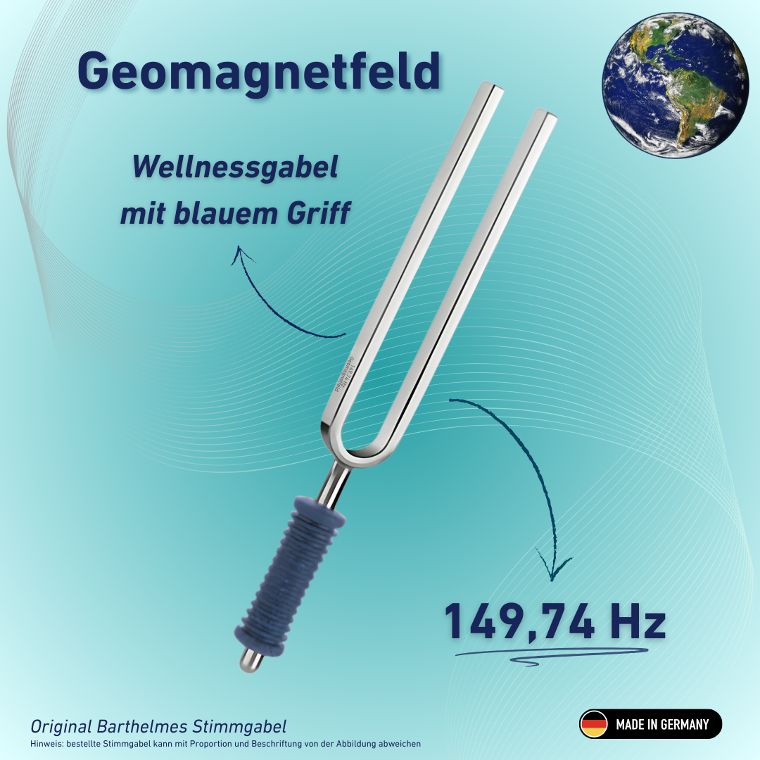 Diapason Barthelmes original, champ géomagnétique, bien-être, manche bleu, 149,74 Hz | Référence 220123