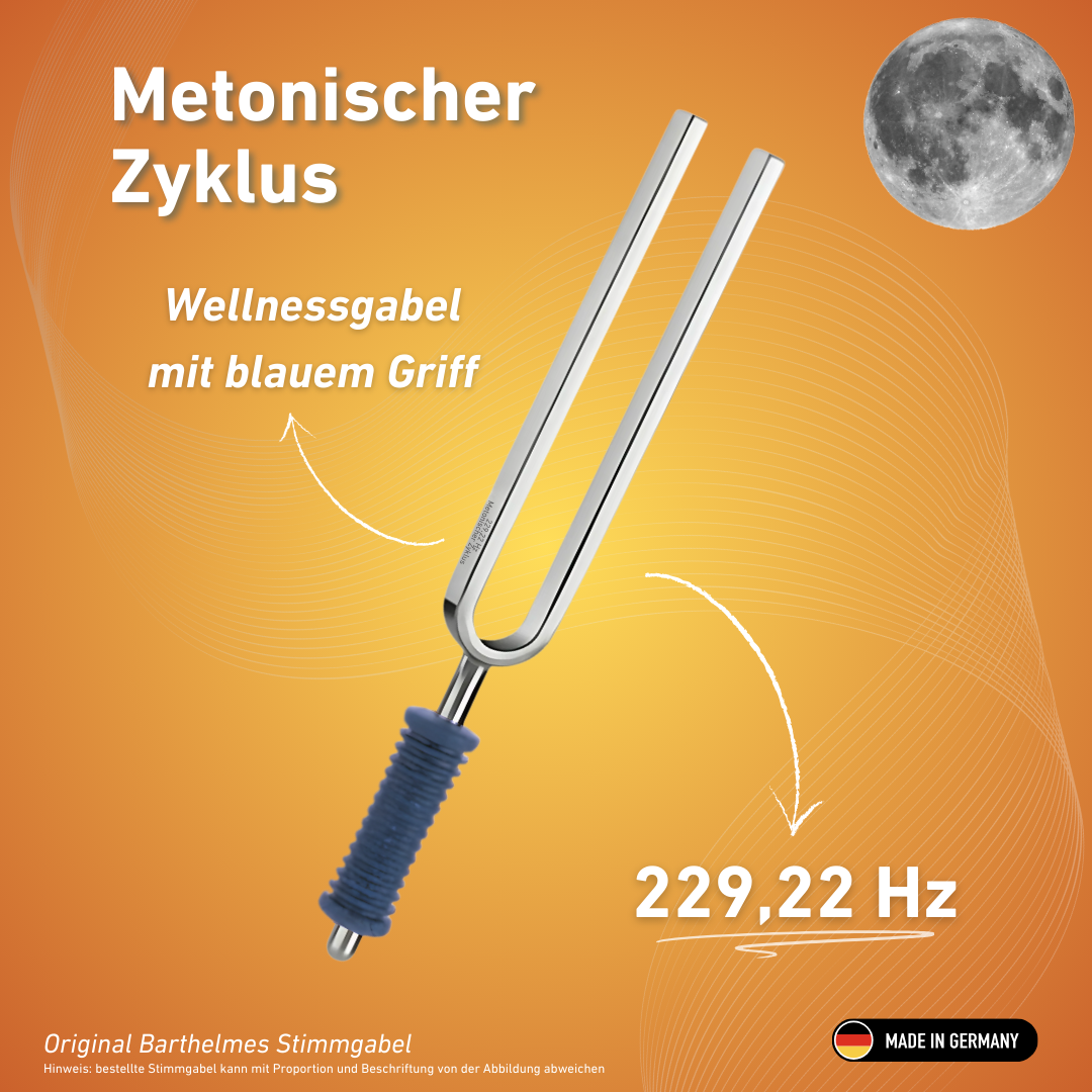 Diapason Barthelmes original, cycle métonique, bien-être, avec manche bleu, 229,22 Hz | Référence KO 220141