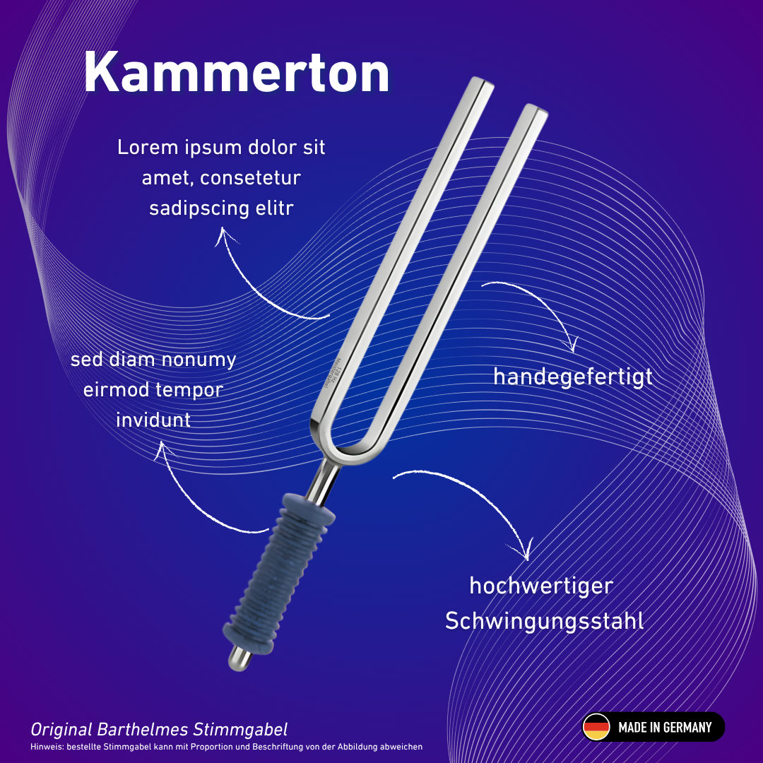 Stimmgabel Kammerton mit blauem Griff 432 Hz | Art.-Nr. KO 432/7-KB