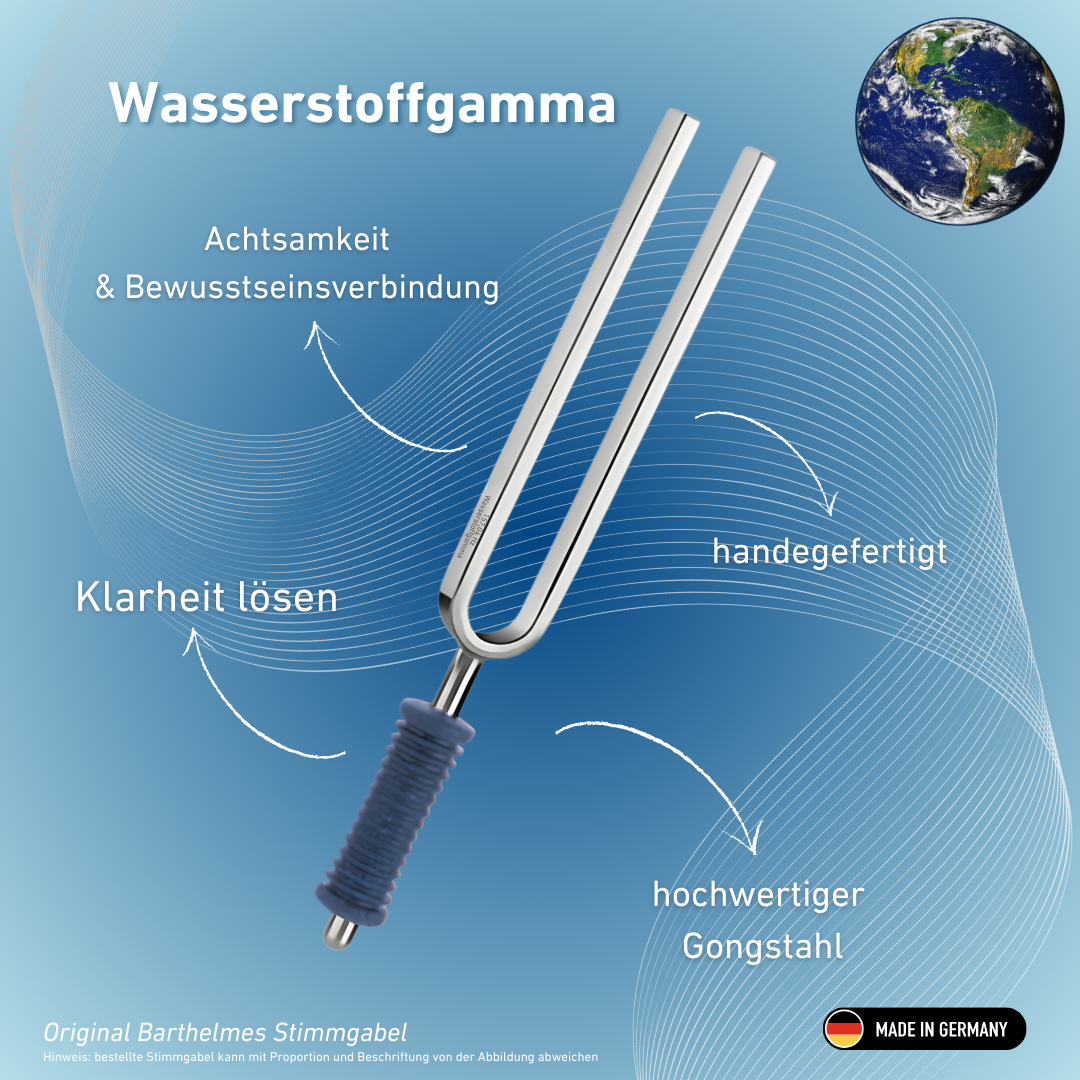 Original Barthelmes Hydrogen Gamma Wellness Tuning Fork with Blue Handle, 157.04 Hz | Item No. 220125