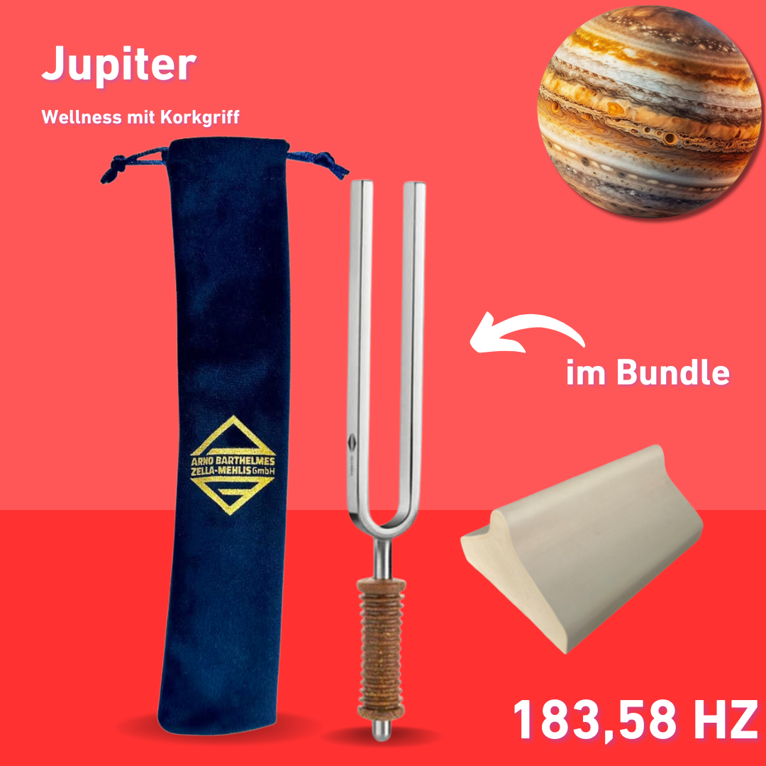 Bundle: Stimmgabel Jupiter Wellness mit Korkgriff 183,58 Hz
