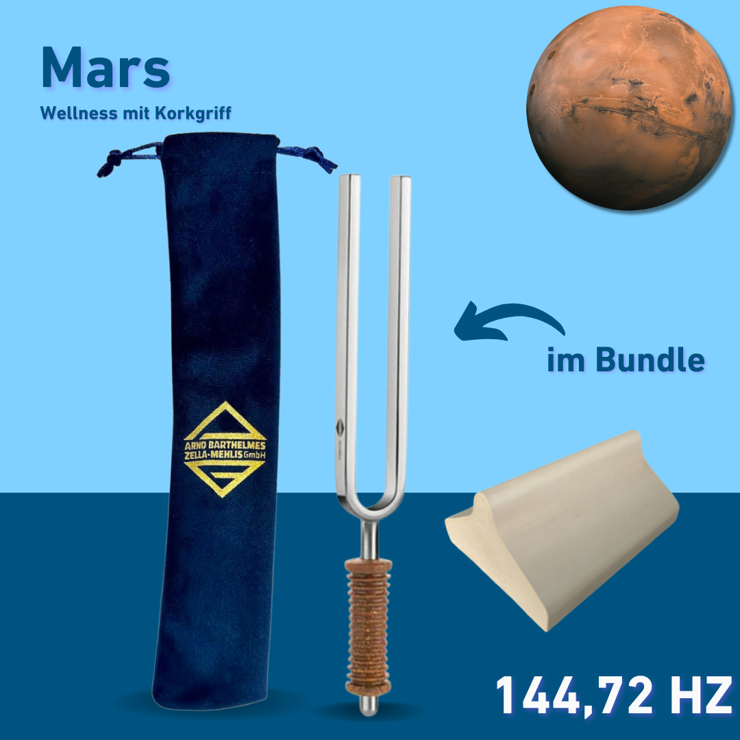 Bundle: Stimmgabel Mars Wellness mit Korkgriff 144,72 Hz