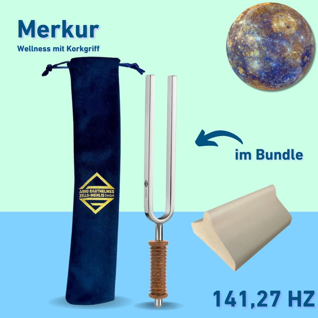 Bundle: Stimmgabel Merkur Wellness mit Korkgriff 141,27 Hz
