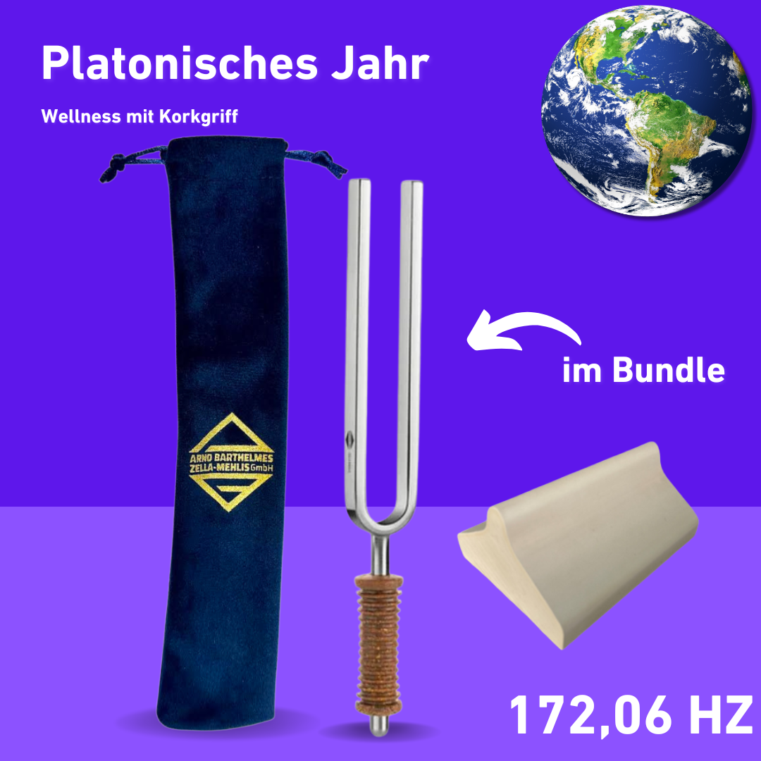 Bundle: Stimmgabel Platonisches Jahr Wellness mit Korkgriff 172,06 Hz
