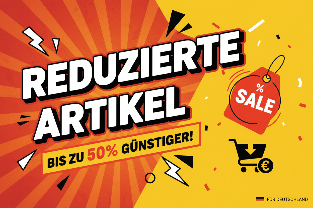 erstelle ein Bild und Text: Reduzierte Artikel im Format 800x520 px